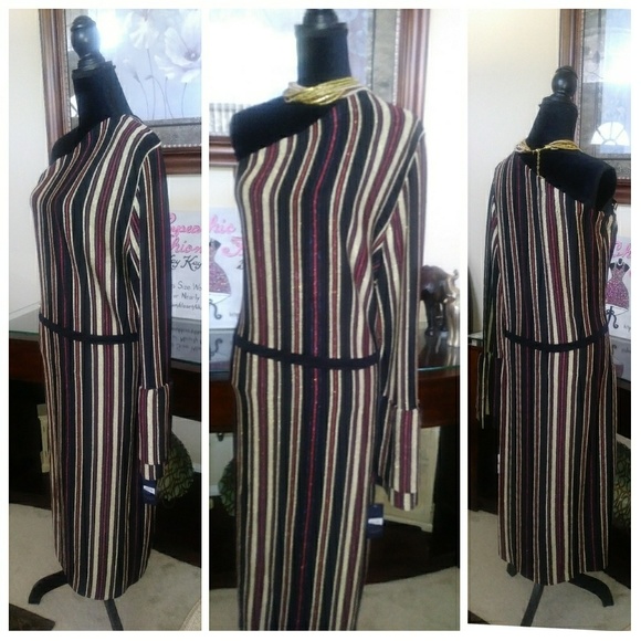 **SOLD** One-Shoulder Striped Dress - Picture 4 of 8